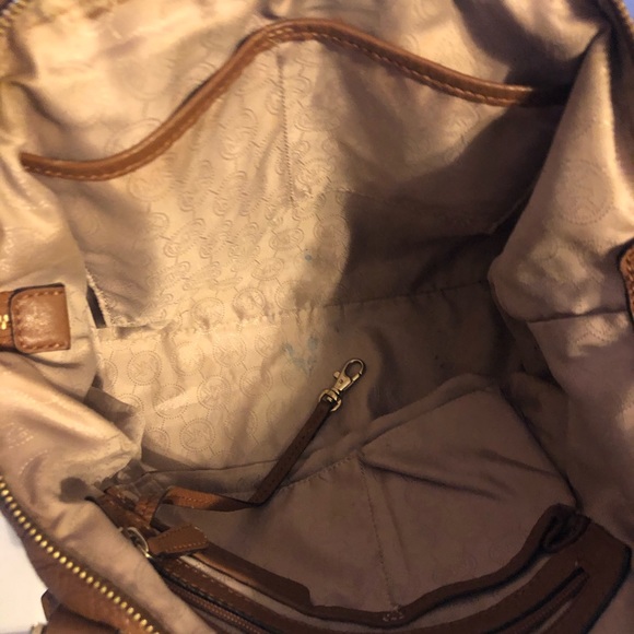 LARGE MICHAEL KORS BEDFORD COGNAC PEBBLE LEATHER DOME CONVERTIBLE SATCHEL XBODY - Picture 6 of 10